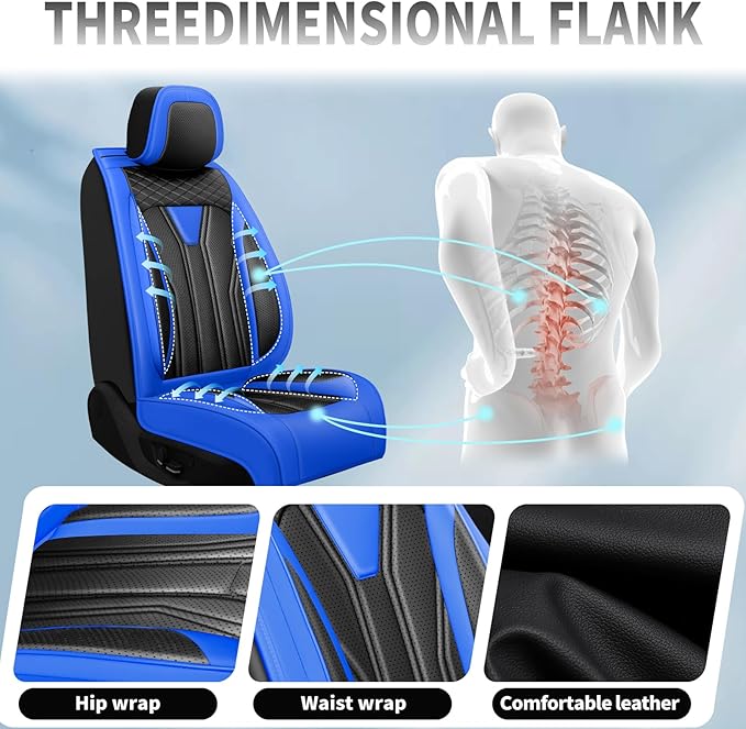 Fit CRV Car Seat Covers Premium Leather for Honda CRV cr-v 2011-2025 2026. Waterproof， Breathable, Scratch-Resistant & All-Weather Seat Cushion Protector (Front Seat,Blue&Black)