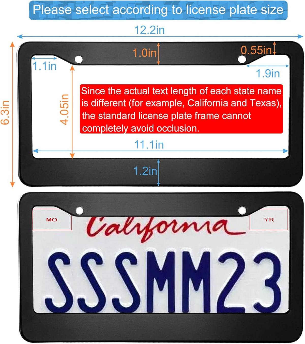 2PCS Matte Black License Plate Frames, 2 Holes Solid Aluminum License Plate Holder, Universal Car License Plate Frame for Man, Licence Plate Frame Black and Screws, by Lengnoyp