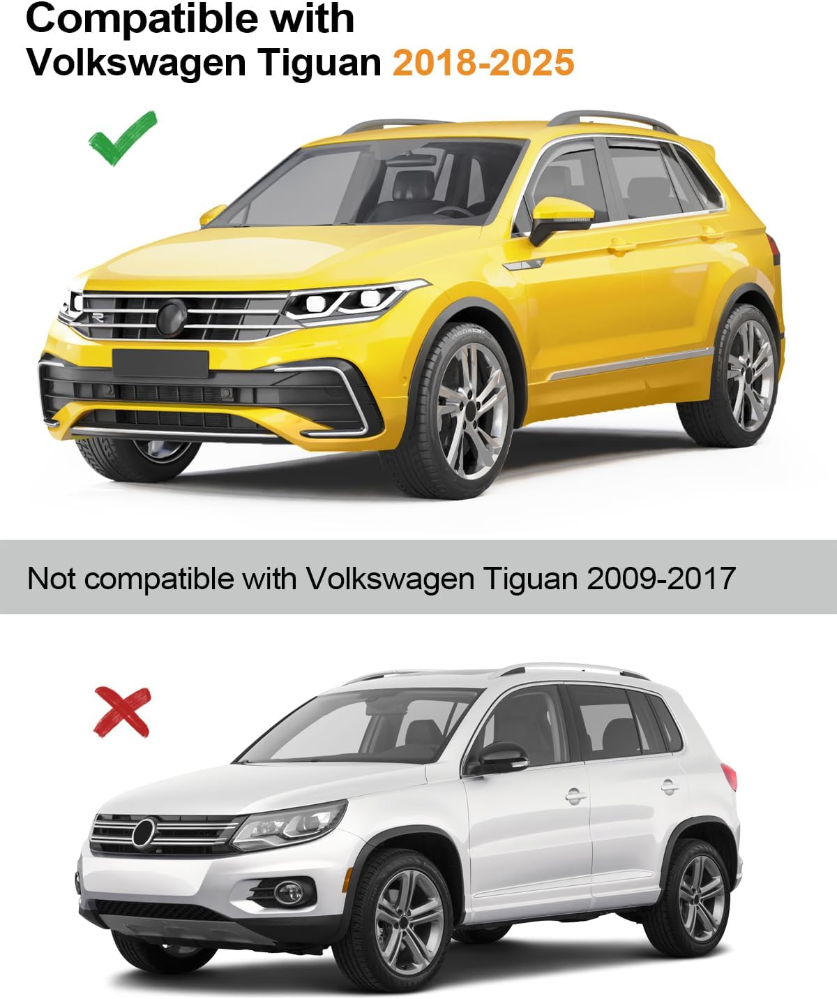 in-Channel Window Rain Guards Fit for Volkswagen Tiguan 2018-2025 Extra Durable Window Deflectors Vent Visors Shades Car Accessories Visors Rain Guards -4 pcs