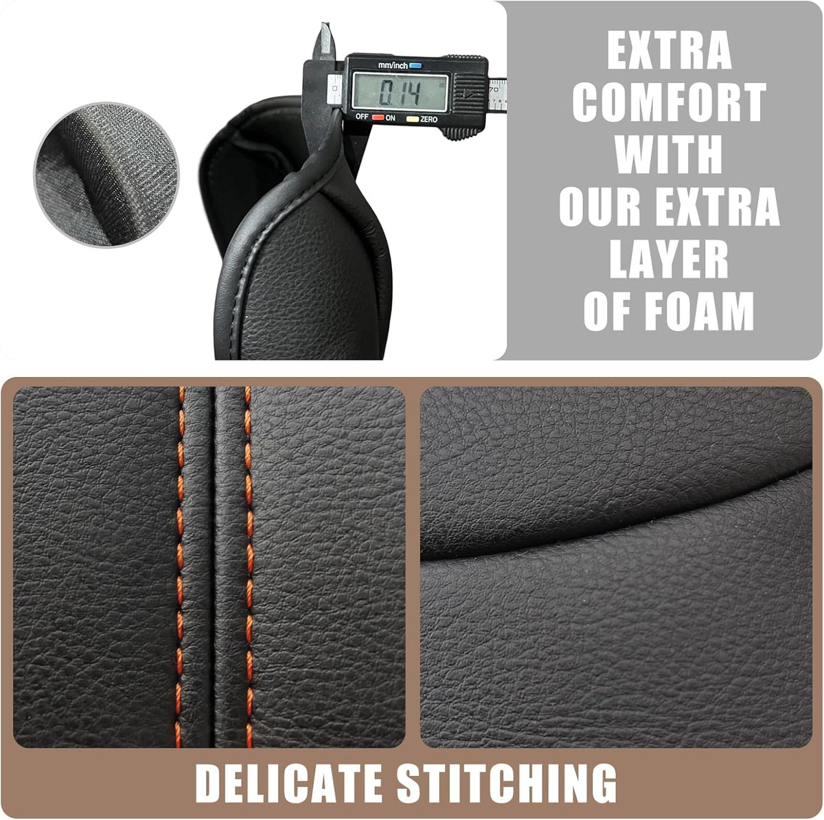 Muslogy Center Console Cover Compatible with Honda Pilot 2023 2024 2025, 2024-2026 Ridgeline/Passport Accessories Armrest Pad Lid Cushion Console Protector Vegan Leather Extra Soft(Black/Orange Trim)