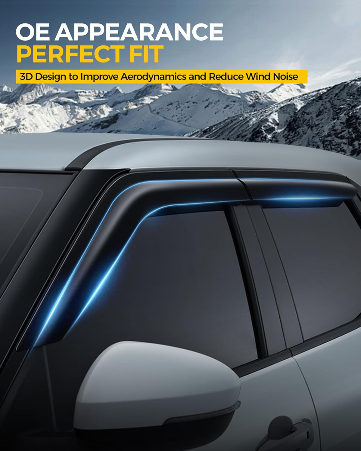Rain Guards for Car Windows, Tape-On Window Visors Rain Guards Fit for 2014-2019 Toyota Highlander, Window Deflectors, Vent Visors for Toyota Car Accessories, 4 Pieces
