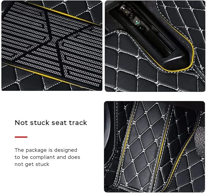 MELKEN Custom Fit Leather Car Floor Mats for 95% of Cars Full Coverage Floor Liners Car Mats (Black Blue)