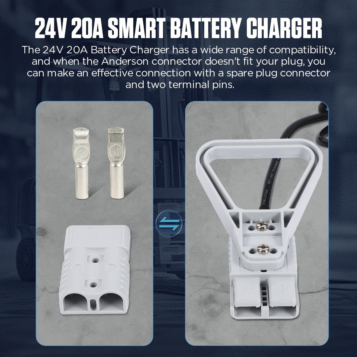 Forklift Battery Charger 24V 30A Automatic Smart Charger, Automotive Battery Charger Fully-Automatic Smart Charger for Forklift Club Car Golf Cart (24V20A)