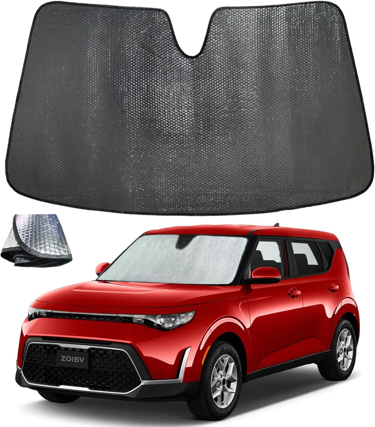 Windshield Sun Shade for KIA Soul 2020-2025 - 5-Layer Bubble Foldable Front Window Shade Sun Visor Accessories - Blocks Heat & UV Rays