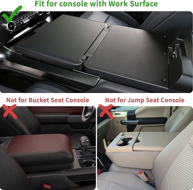Xaido Center Console Cover for 2021-2025 2026 Ford F150 & 2022-2025 2026 F150 Lightning Work Surface Console Accessories, Leather Armrest Protector Pad (Only fit for Work Surface Console)