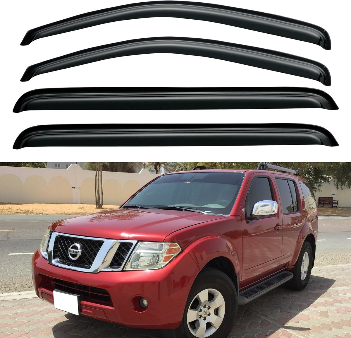 Window Visors Rain Guards Shield for 2005-2012 Nissan Pathfinder, Out-Channel Window Vent Wind Deflectors Visors Shades for 05-12 Nissan Pathfinder