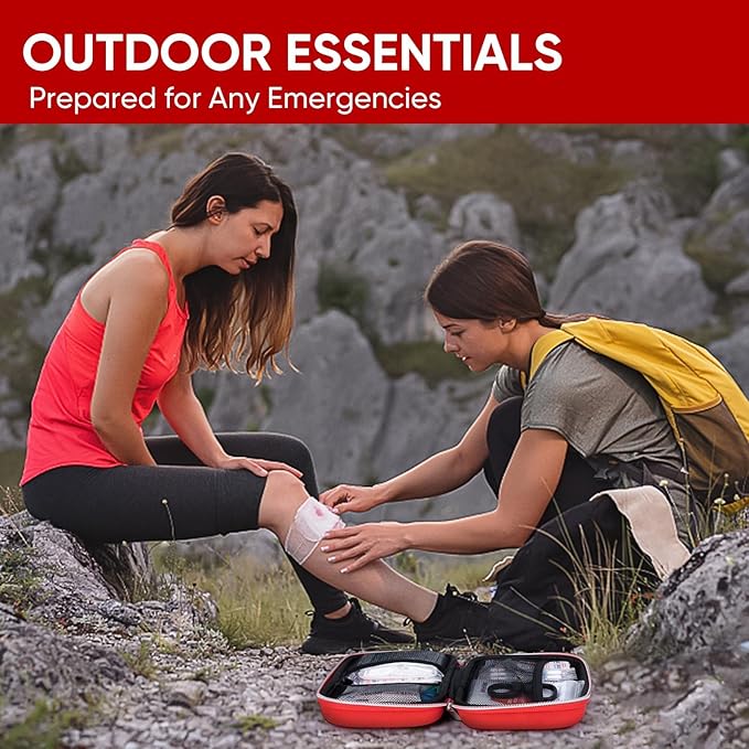 PTEROMY 300 Piece First Aid Kit, Portable Small Emergency Kits Compact 1st Aid Kit with Hard Storage Case for Car, Travel, Home, Camping, Outdoor, Hiking