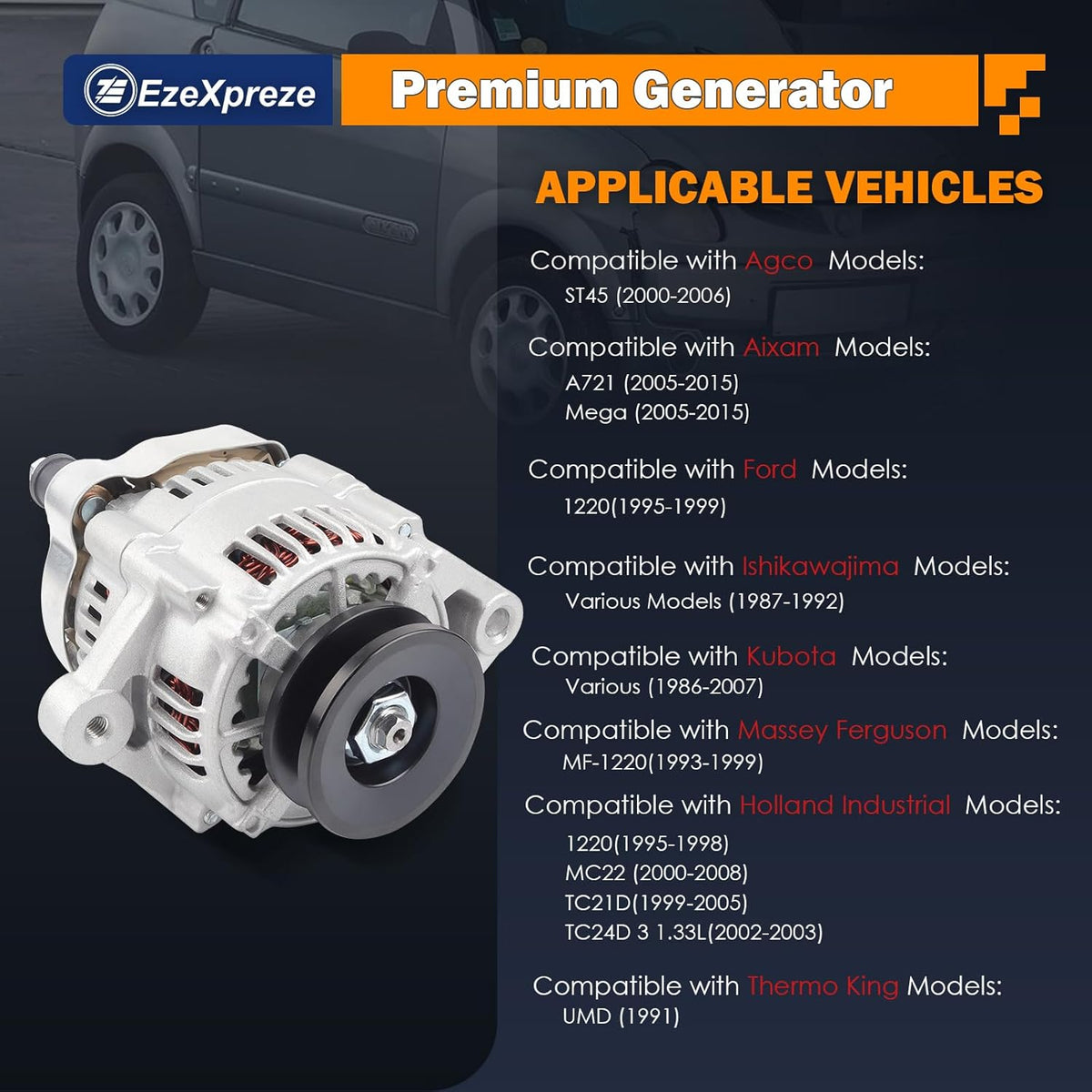 Ezexpreze New Alternator Compatible With Daihatsu Core Hijet Van OE#27060-87201 16241-64010 16241-64011 100211-1640 100211-1650 100211-1680 100211-4450 100211-4660 100211-4690