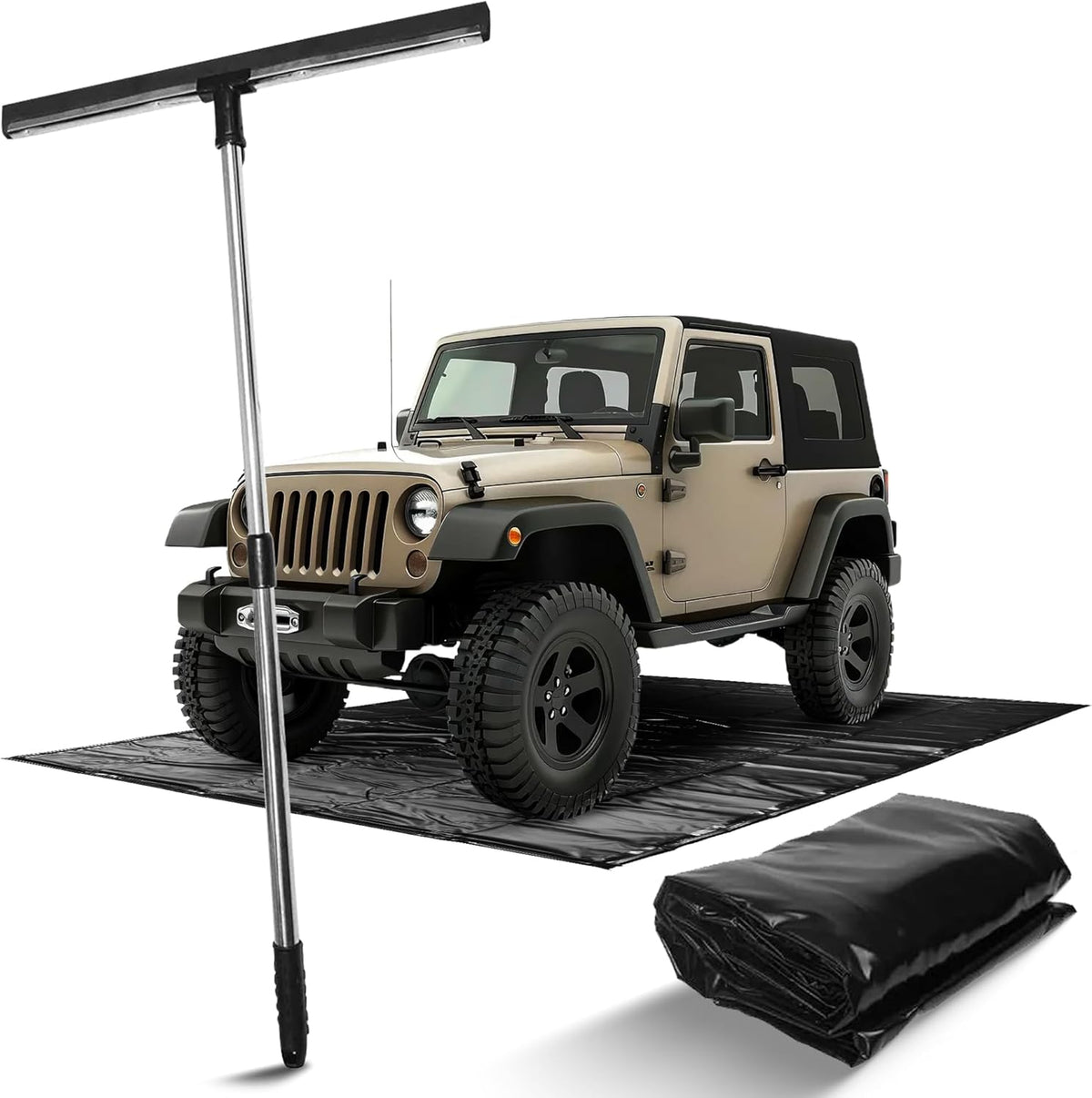 CG Automotive Group Garage Floor Mat, 7'9"x16', Black, Garage Containment Mat for Floor Under Car, Waterproof, Heavy Duty