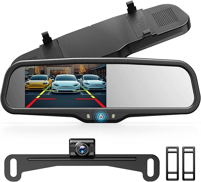 Auto-Vox Rear View Mirror Backup Camera: 4.3'' OEM HD Wireless Backup Camera with Intelligent Light Sensing Display System,IP69 Waterproof, Clear Night Vision Back Up Camera for Car, Truck & Pickup