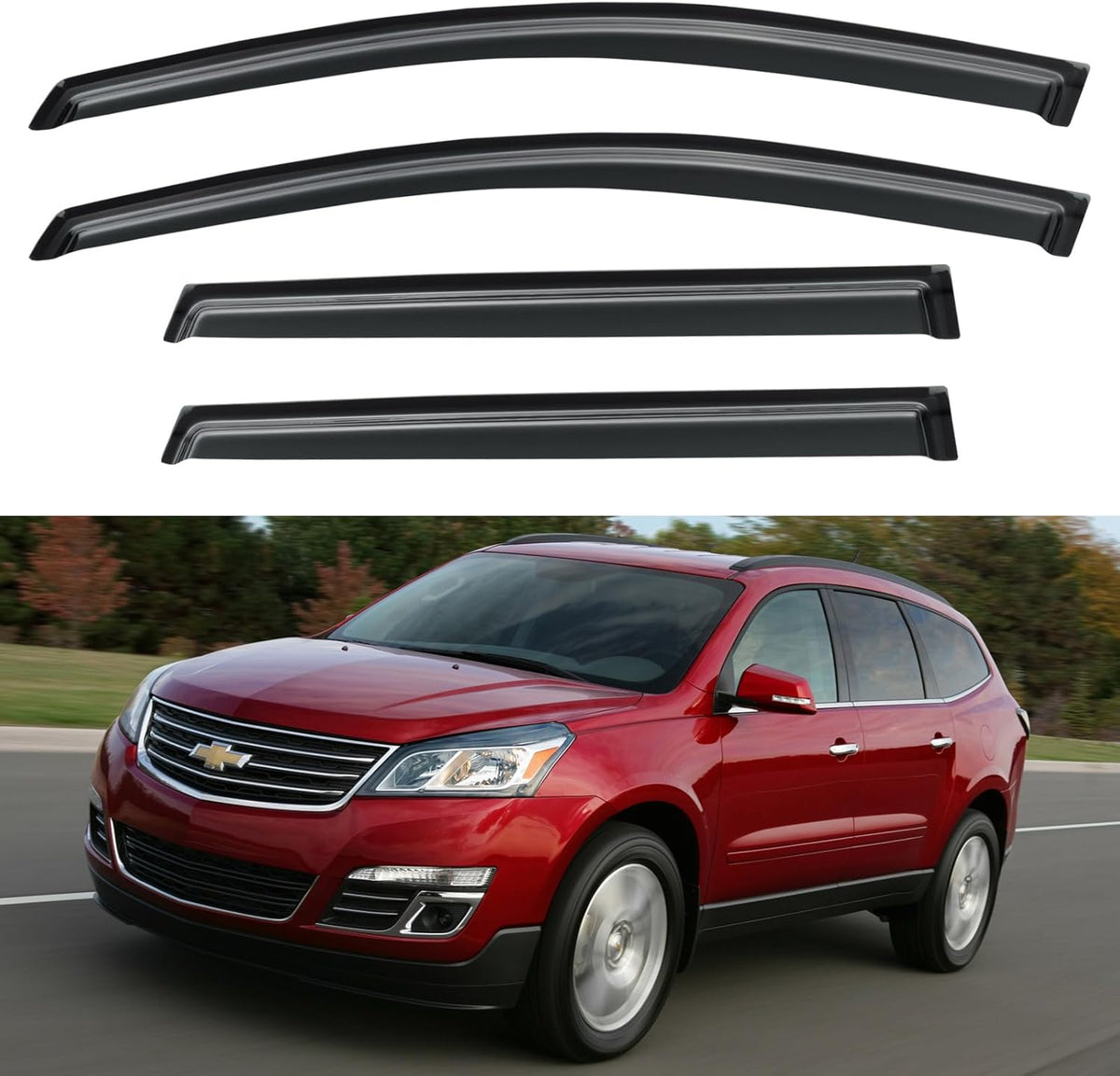 Window Visors Rain Guards Shield for 2009-2017 Chevy Traverse, Out-Channel Window Vent Wind Deflectors Visors Shades for 09-17 Traverse