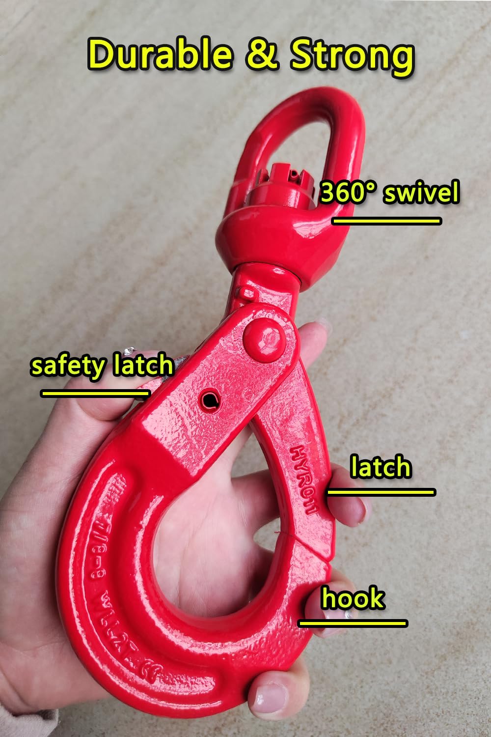 Heavy Duty Swivel Lifting Hook - 4410 lbs Capacity - Hoist Hook Sling for Heavy Cargo