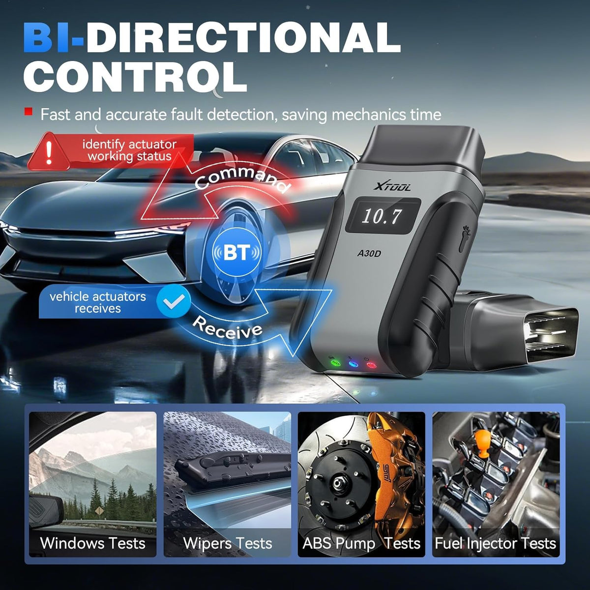 XTOOL Anyscan A30D OBD2 Scanner Diagnostic Tool Wireless, Bidirectional Scan Tool with Lifetime Updates & 19 Resets, Crank Sensor Relearn, Full System Diagnostics, Car Code Reader for iPhone/Android