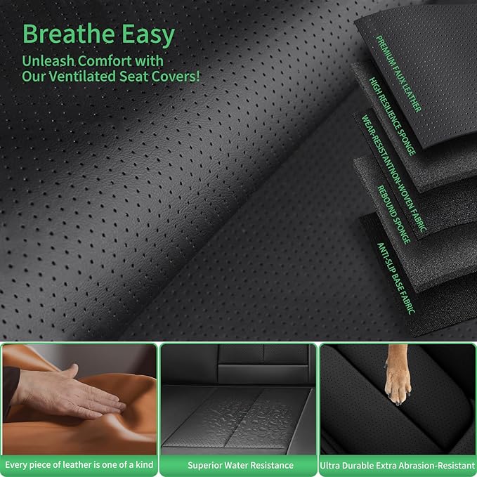 Fit Venue Car Seat Covers for Hyundai Venue 2020-2025 2026-Upgraded Premium Waterproof & Breathable Leather,Airbag Compatible,All-Weather Seat Cushion Protector,Full Set,Black