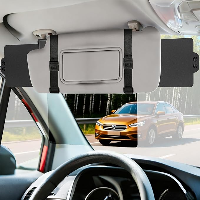 Sun Visor Extender for Car, Visor Extender Sun Blocker, Sun Visor Extension with Anti-Glare Lens Blocks UV & Sunlight, Adjustable Car Sun Visor for Safe Driving (1 Pack)
