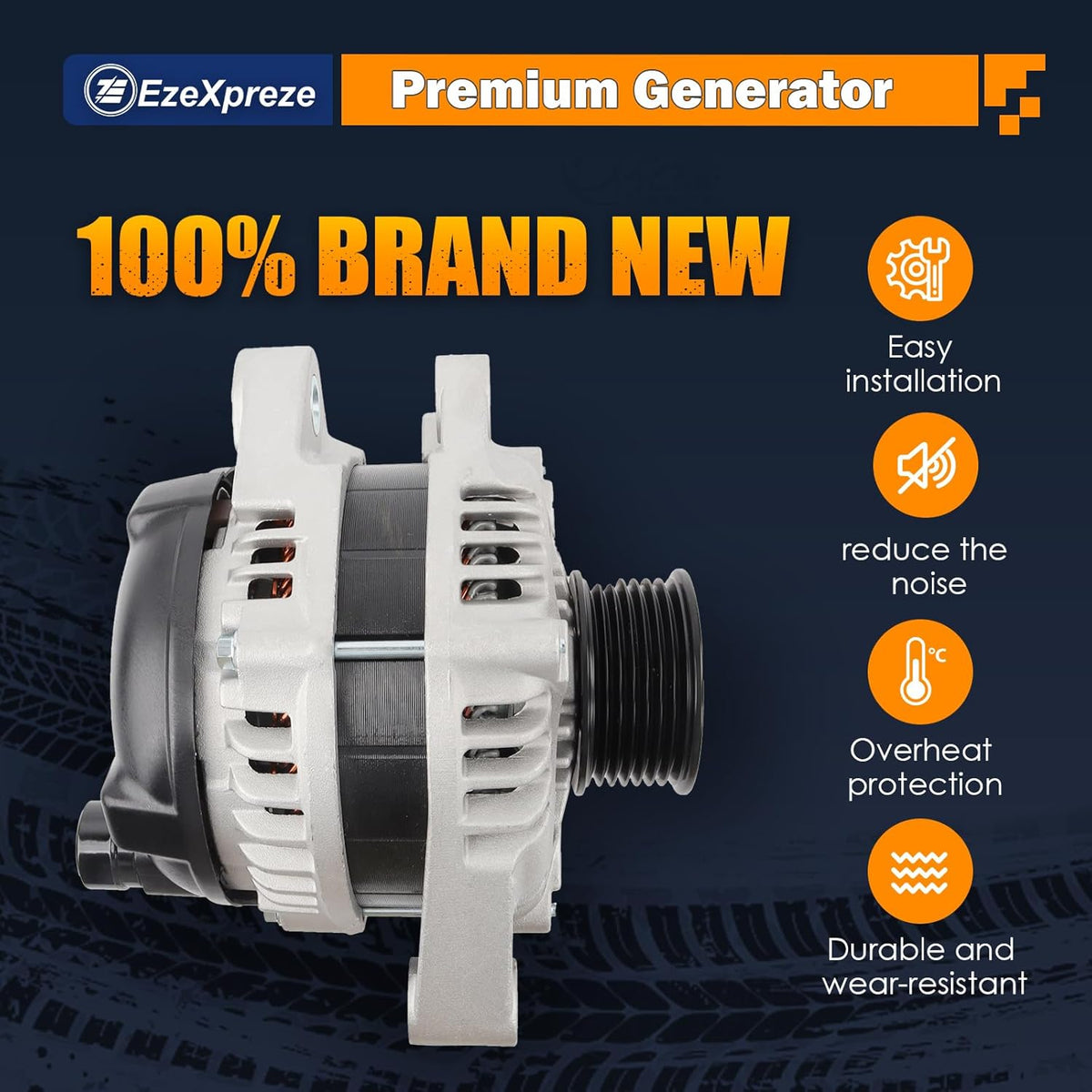 Ezexpreze 11390 Alternator Replacement for 2.4L Honda Accord 2008 2009 2010 2011 2012,Acur.a TSX 2009 2010 2011 2012 2013 2014 130A,12V,CW,7-Groove Pulley, OE#11390,1042105890,12870