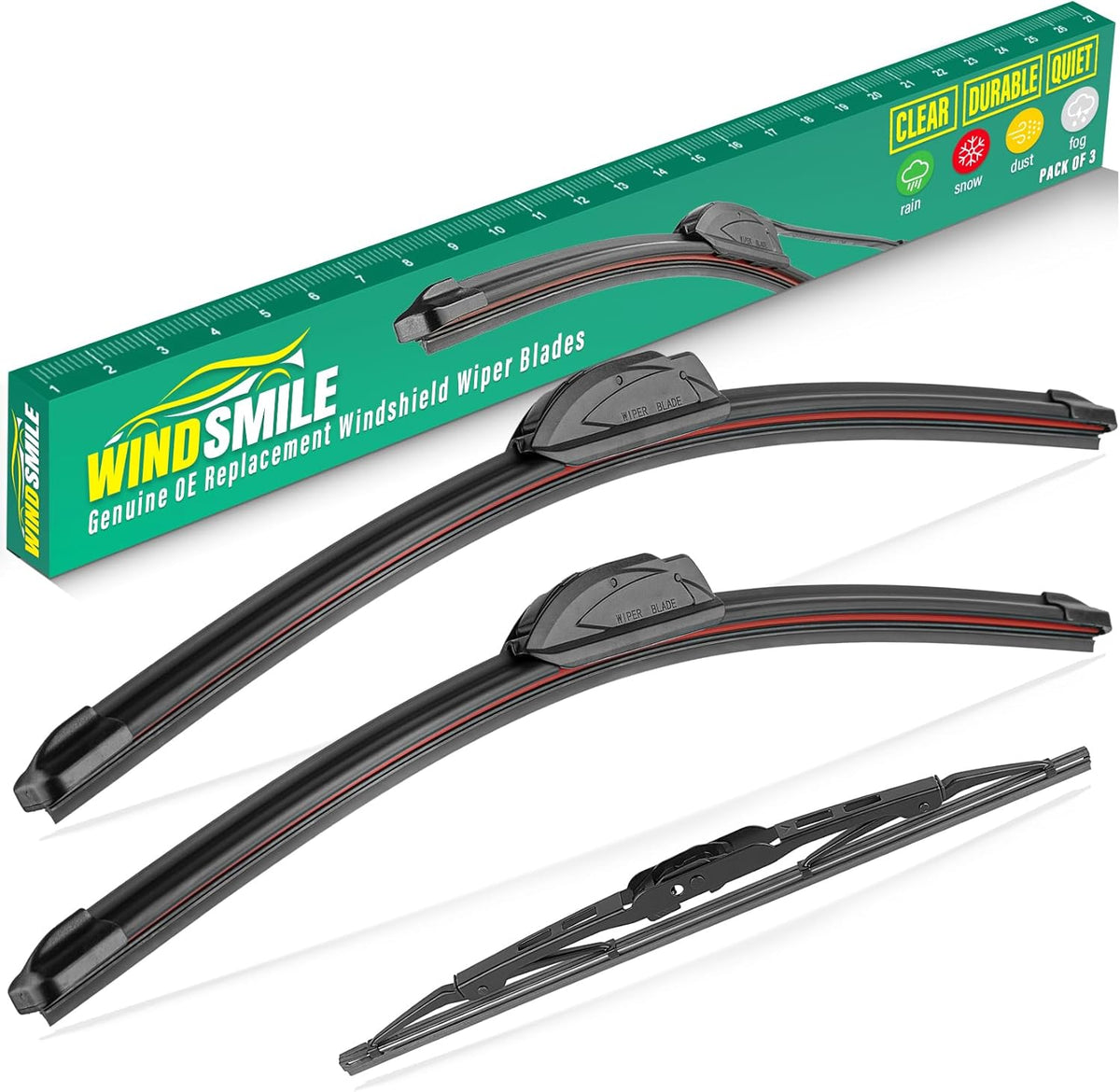 17" 16" 10" Windshield Wiper Blades Replacement for Hummer H3 2006 2007 2008 2009 2010 Premium All Weather Front Rear Wipers Set - OEM Quality (Pack of 3)