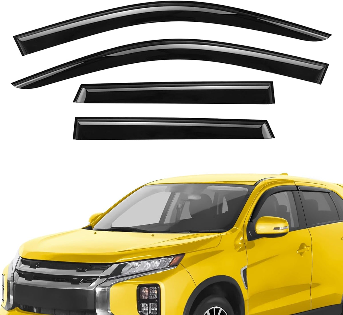 Extra Durable Window Deflectors Tape-On Window Visors Rain Guards Fit for Mitsubishi Outlander Sport 2011-2025, Sun Visors, Wind Vent for Shades, Exterior Car Accessories - 4pcs. AG0820