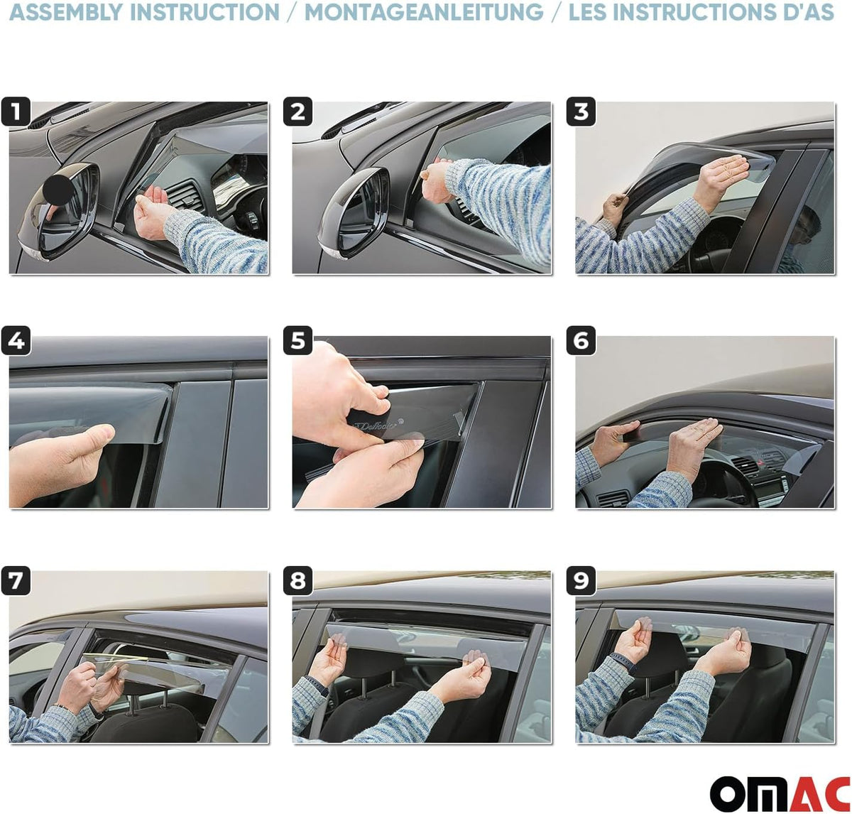 OMAC Window Visor Vent Rain Guard Deflector for Honda Civic 1996-2000 Sedan Smoke 2X