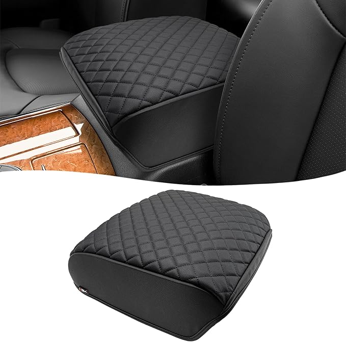 KBH Center Console Armrest Cover for Infiniti QX56, QX80 2011-2017, Interior Accessories, Middle Console Lid Cushion Pad, Arm Rest Cover Protector, Vinyl Leather, Black
