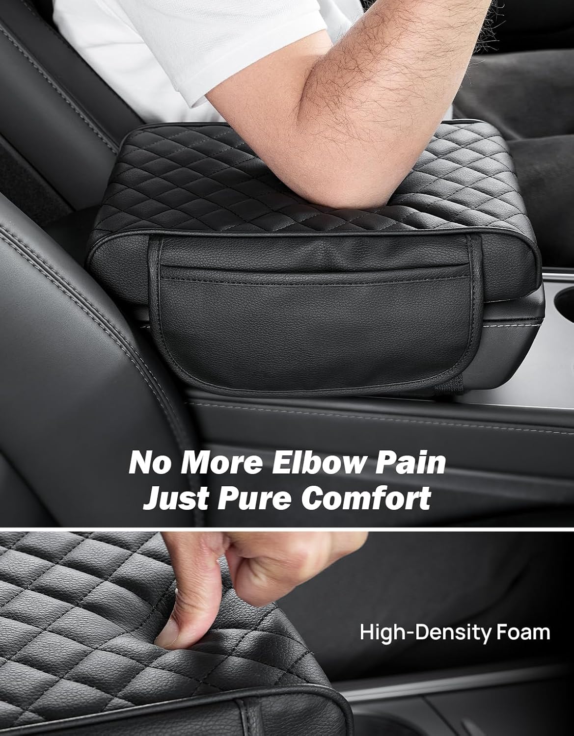 JOYTUTUS Center Console Cover for SUV Sedan, Thick Arm Rest Pad with Storage Bag Leather Middle Console Protector, ‎12.6" x 7.8" x 2.16"