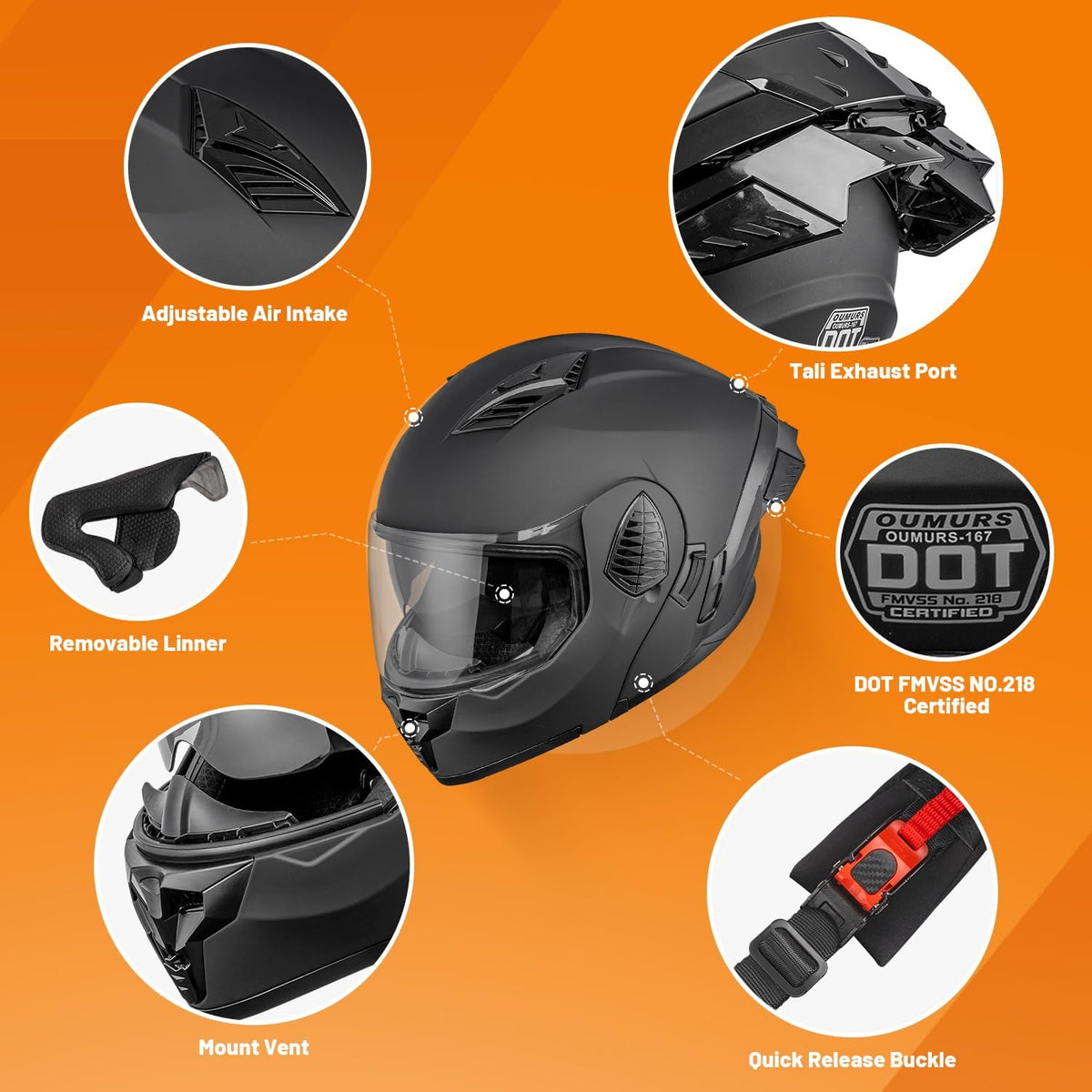 Modular Motorcycle Helmets Full Face Flip up Street Bike Motorcycle Helmet for Unisex Adult Model-167