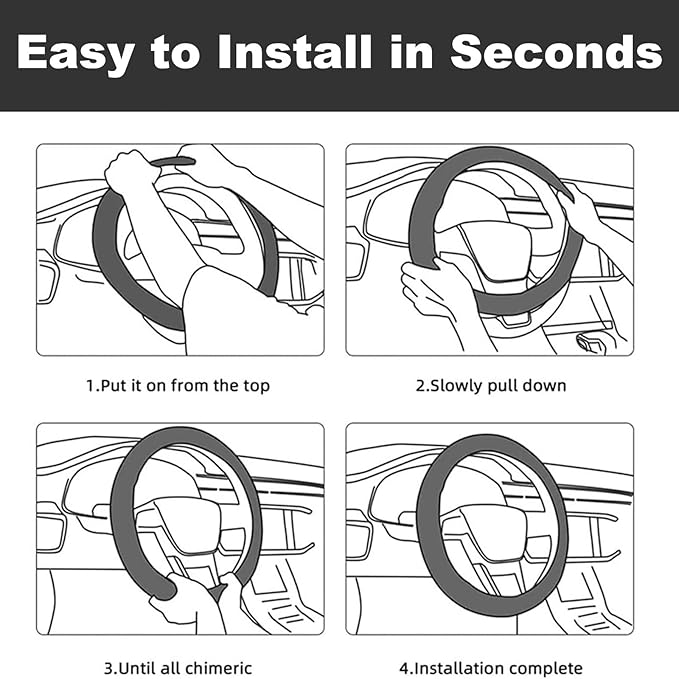 Car Steering Wheel Cover for Women Men, Non-Slip Sun Rays Bending Steering Wheel Protector, Universal 14"-15" Fit for Cars, SUVs, Trucks (Sun Rays Bending)