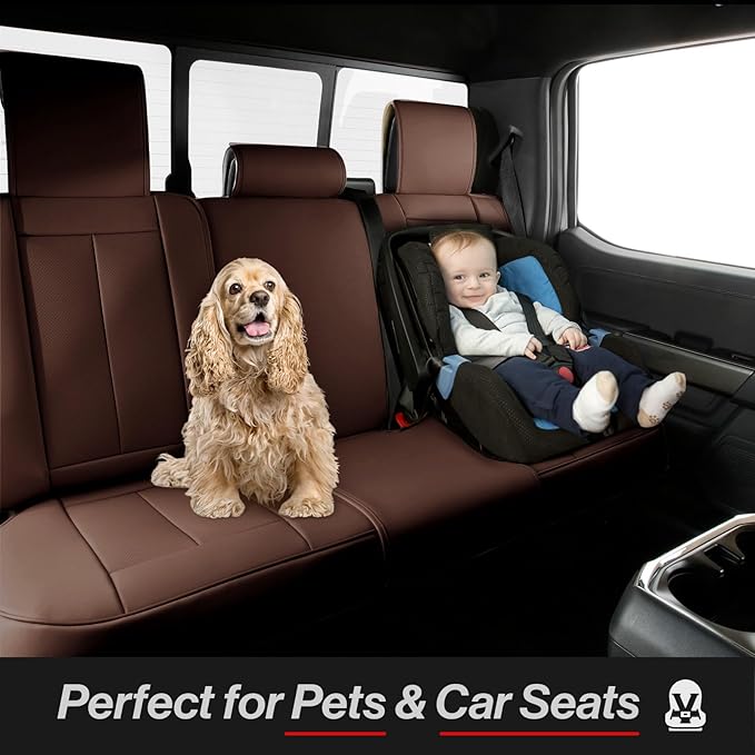 Coverland Custom Fit Car Seat Covers for Car Compatible with [Civic, Corolla, Focus, Malibu, Sentra, Jetta, Cruze] Premium Waterproof Non-Slip Interior Protector [Full Set Dark Brown- Size Chart X51]
