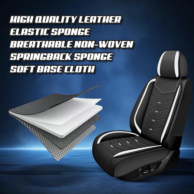 Car Seat Covers for Lexus ES 350 2007-2026, Premium Nappa Leather Car Seat Cover, Stylish Sport Seat Covers， Automobile Seat Cover Sets.(Luxury 2 Seats/Black White)