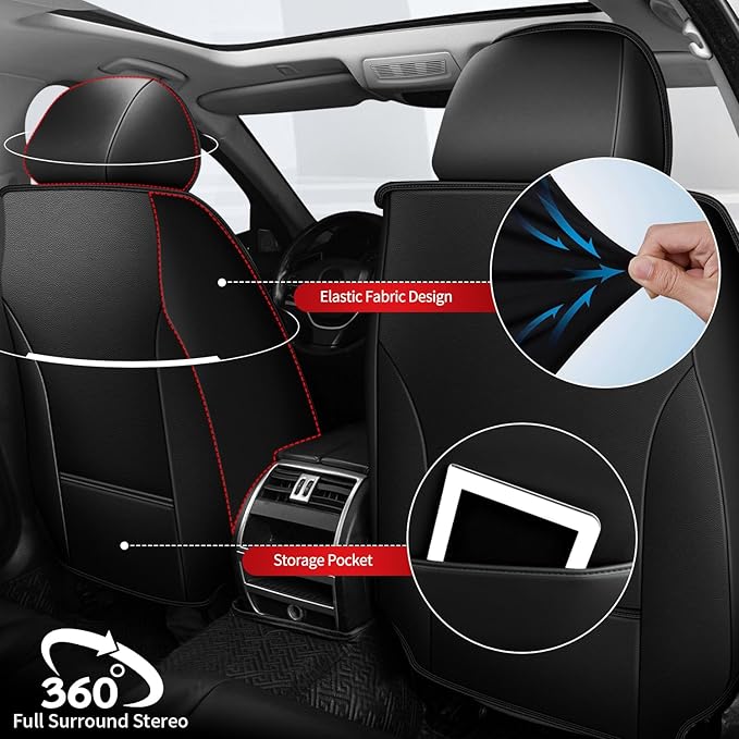 TTX LIGHTING Car Seat Covers fit for Kia Sportage 2009-2026 Full Set: Premium Leather Automotive Seat Cover with Airbag Compatible Waterproof (5 Seats, Redline)
