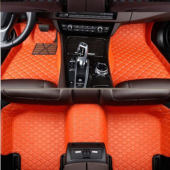 Custom Making Car Floor Mats Compatible with Audi BMW Mercedes-Benz Toyota Lexus Honda Infiniti Nissan Hyundai Kia All Models 2005-2026 (Orange)