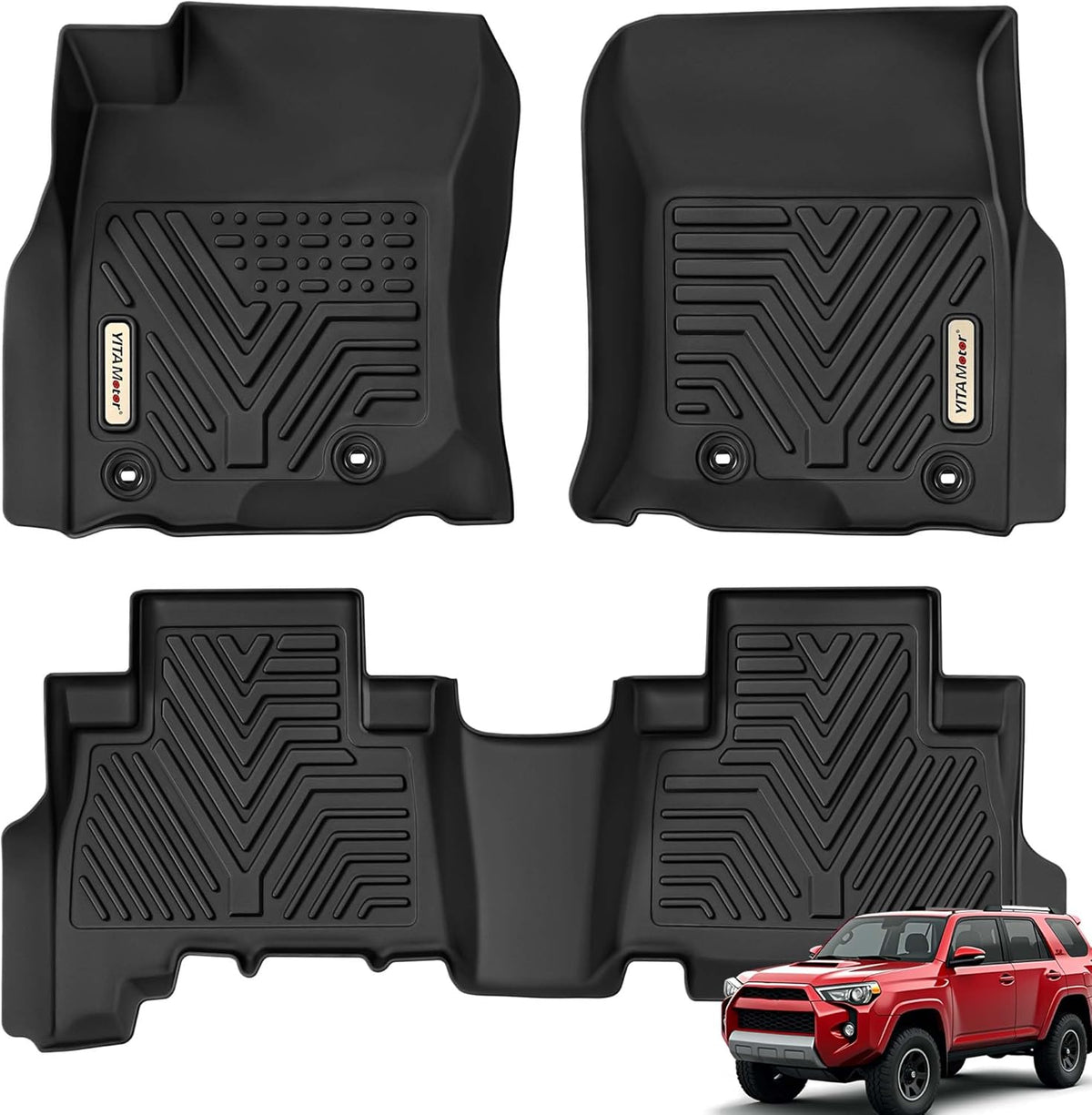 YITAMOTOR Floor Mats Compatible with Toyota 4Runner 2013-2024 & 2014-2023 Lexus GX460, Custom Fit Floor Liners 1st & 2nd Row All Weather Rubber Automotive Mats, Black