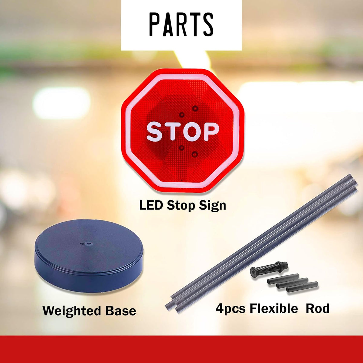 Andalus Brands Flashing LED Stop Sign Garage Parking Assistant System | Bumper Sensor,Red (1 Pack)