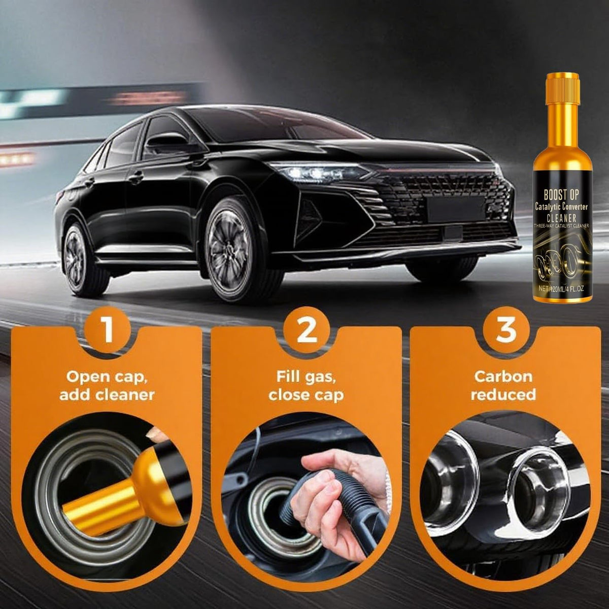 Catalytic Cleaner, Boost Up Catalytic, Boost Up Catalytic Converter Cleaner Auto Parts EngineFuel and Exhaust Pipe Cleaners,Fuel System Treatment Oil for Gas and Diesel Car (3PCS)