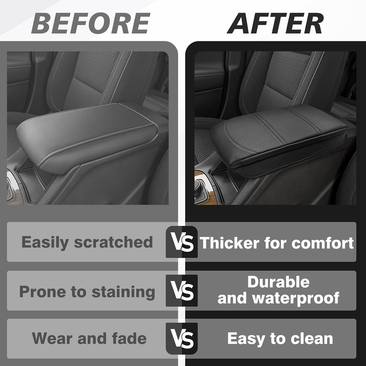 Muslogy Center Console Cover 1-Inch Extra Thick Armrest Pad Compatible with 2017-2023 GMC Acadia Arm Rest Cushion Padding Anti-Scratch Console Leather Lid Protector