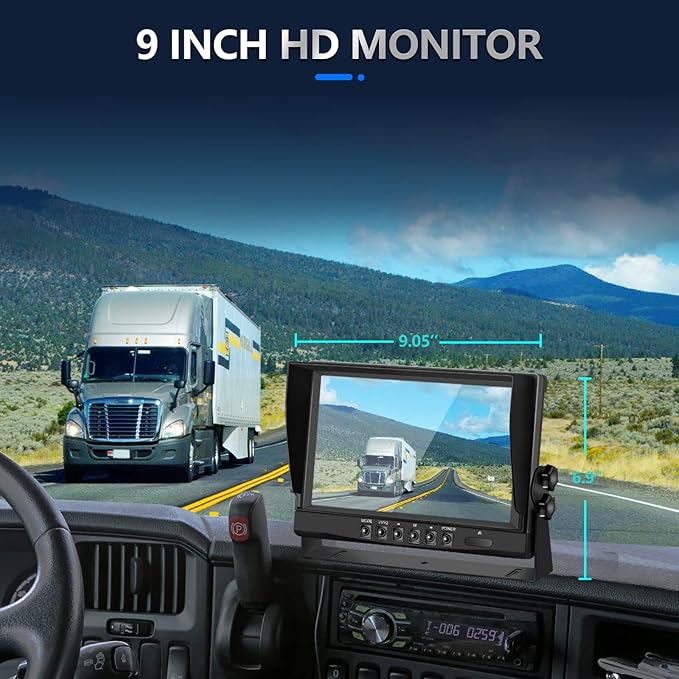 AHD 1080P 9" Reverse Rear View Backup Camera System, Camera with Night Vision Waterproof IP69K Vibration-Proof 20G for Tractor/Truck/RV/Bus/Motorhome/Excavator/Caravan/Skid Steer/Harvester