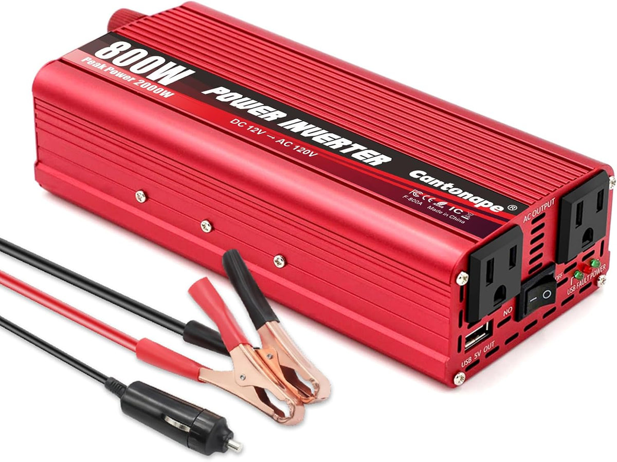 800 Watt Car Inverter DC 12V to 110V/120V AC Converter Power Inverter with 3.1A USB Car Adapter and Cigarette Lighter for Car Home Laptop Truck