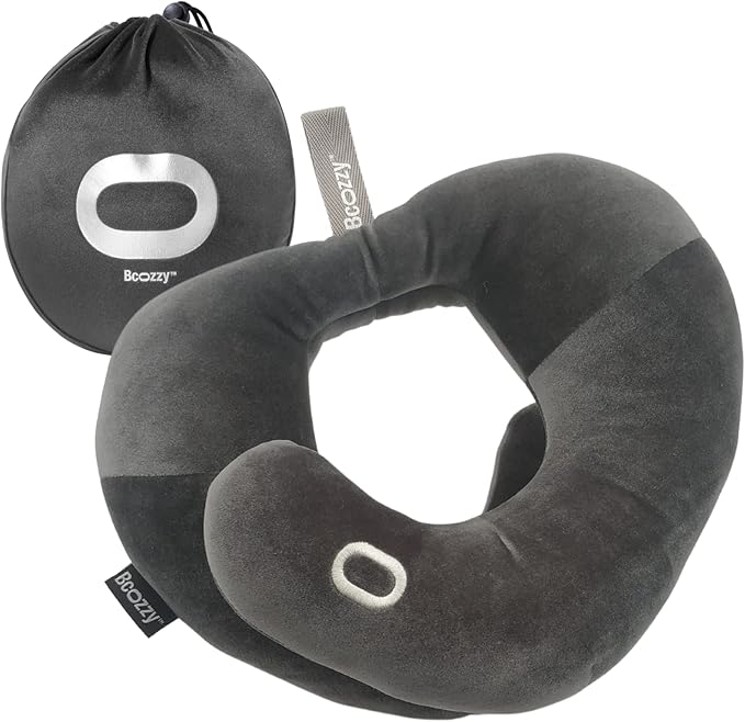BCOZZY Neck Brace Pillow - Patented Relief for Neck Pain and Supportive Sleep-Soft, Washable, and Adjustable for Comfortable Resting. Gray Large