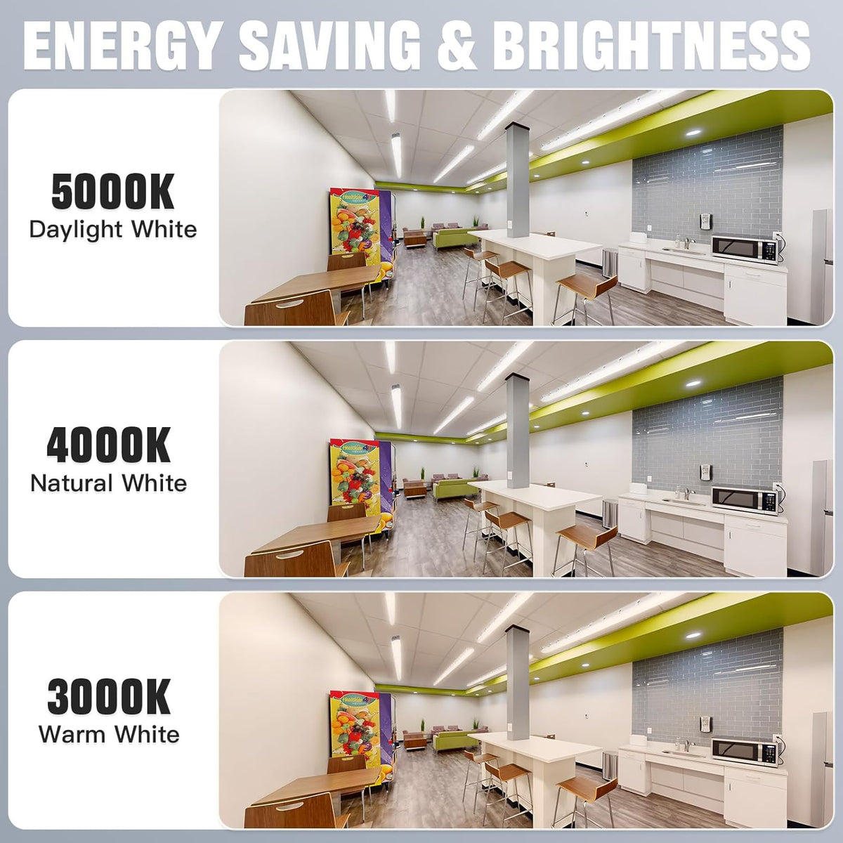 JTT 8FT LED Vapor Tight Light 120/100/80W Tunable, 18000lm LED Vapor Proof Lighting Fixture IP66, 5000K/4000K/3000K Outdoor Shop Light Waterproof for Parking Garage Car Wash Warehouse ETL Listed