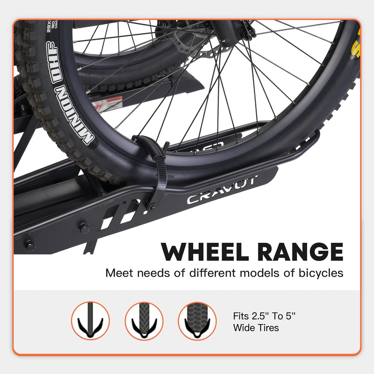 CyberRack S2 Ebike Rack, 300 lbs Capacity Foldable Bike Racks for Tow Hitch Heavy Electric Bike Carrier for 2 E-Bike, Up to 5-inch Fat Tire 2'' Receiver