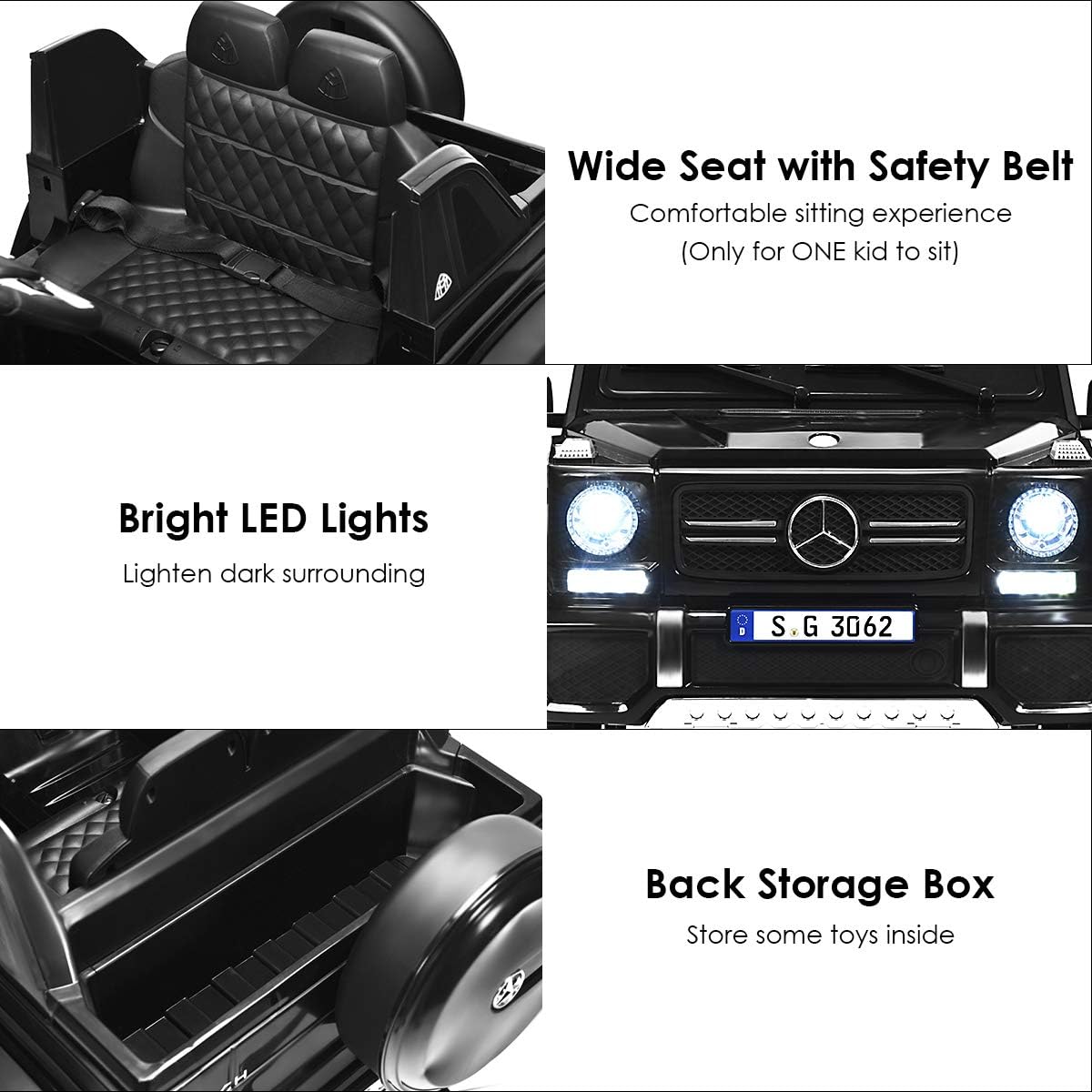 HONEY JOY Ride On Truck, Licensed Mercedes-Benz Maybach G650 Battery Powered Ride On Toys Car w/Remote Control, LED Lights, Music, Slow Start, 12V Electric Cars for Kids, Gift for Boys Girls (Black)