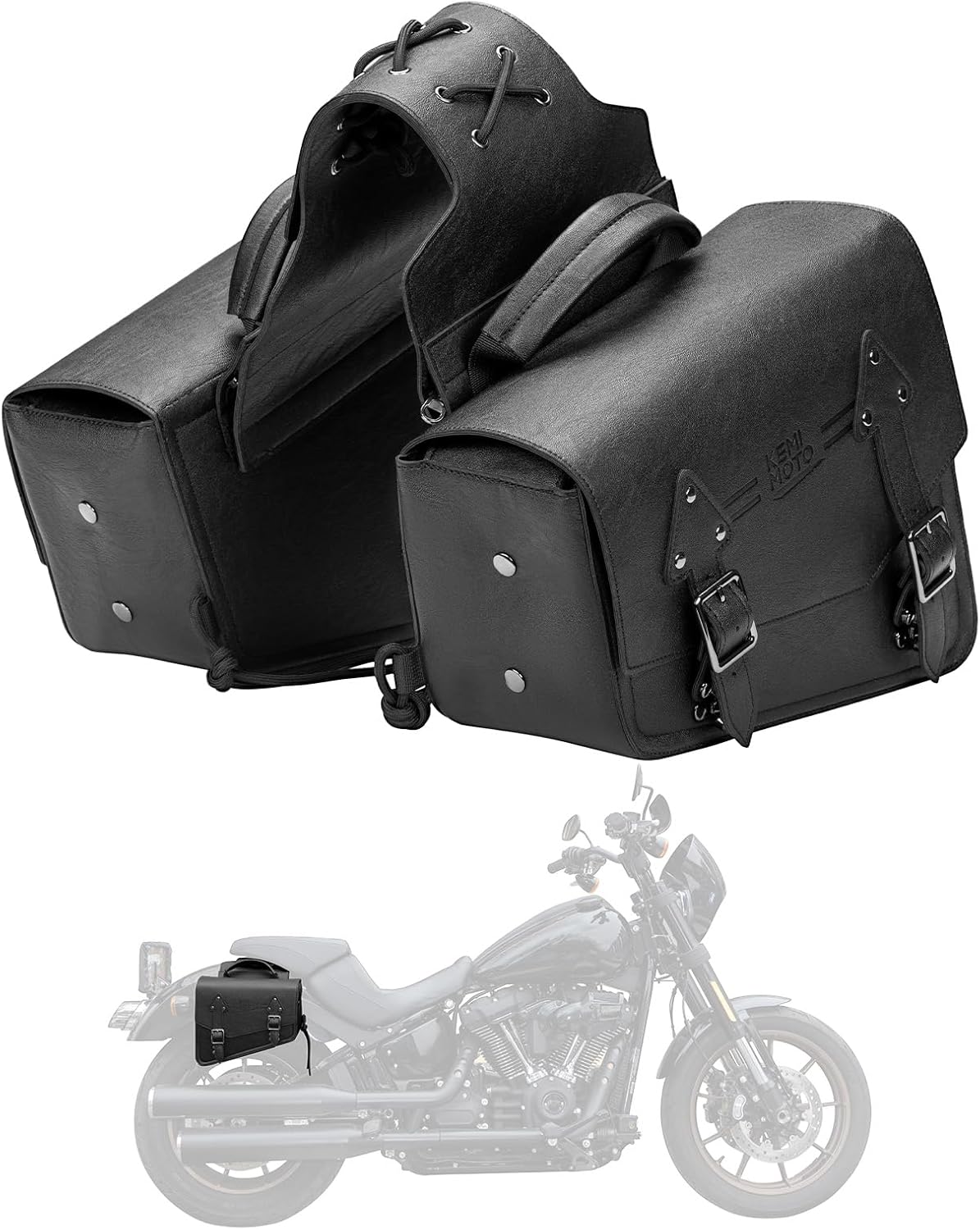 KEMIMOTO Motorcycle Saddlebags Leather Side Bags 12L Compatible with Sportster 883 1200 Softail Low Rider S Cruiser Dyna V-star Shadow Vulcan Rebel