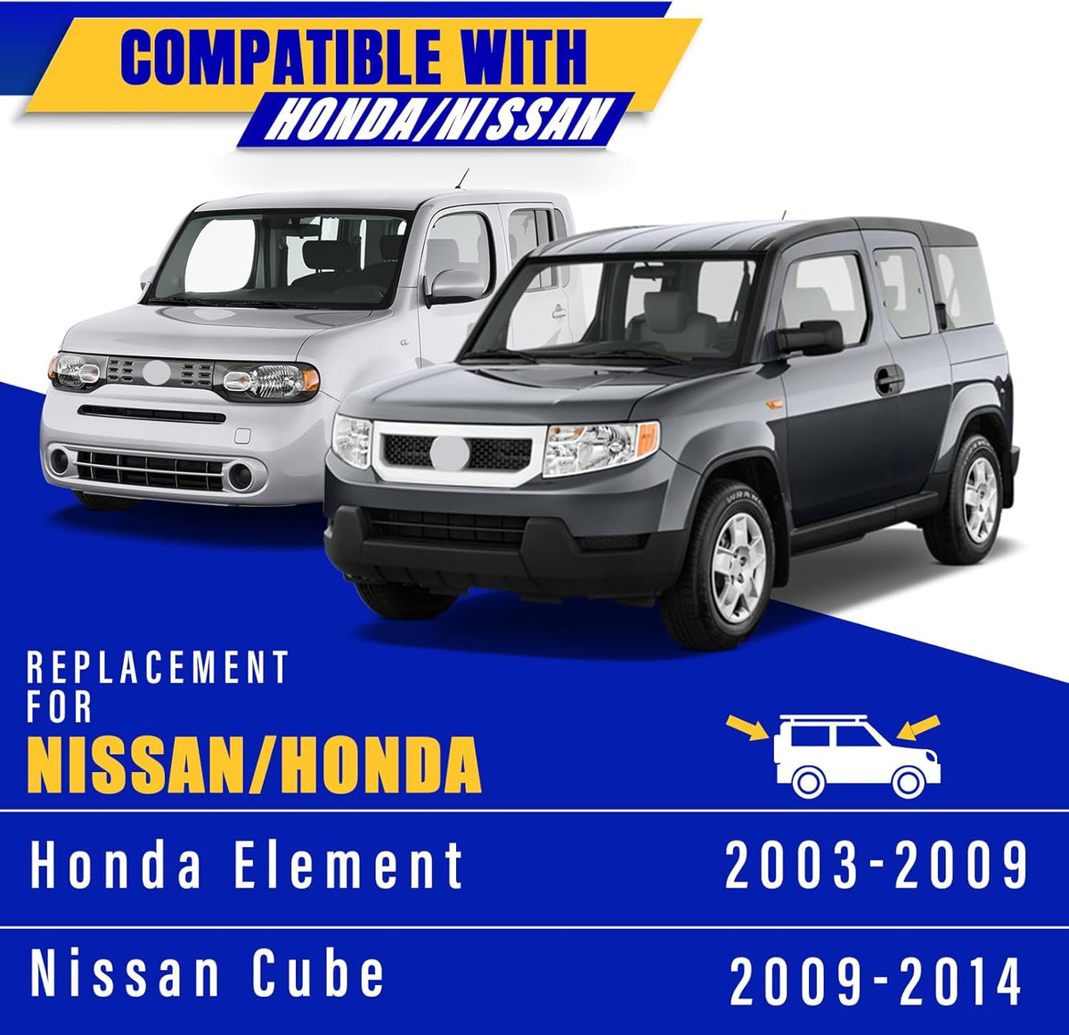 3 wipers Replacement for 2003-2009 Honda Element/2009-2014 Nissan Cube, Windshield Wiper Blades Original Equipment Replacement - 20"/20"/12" (Set of 3) U/J HOOK
