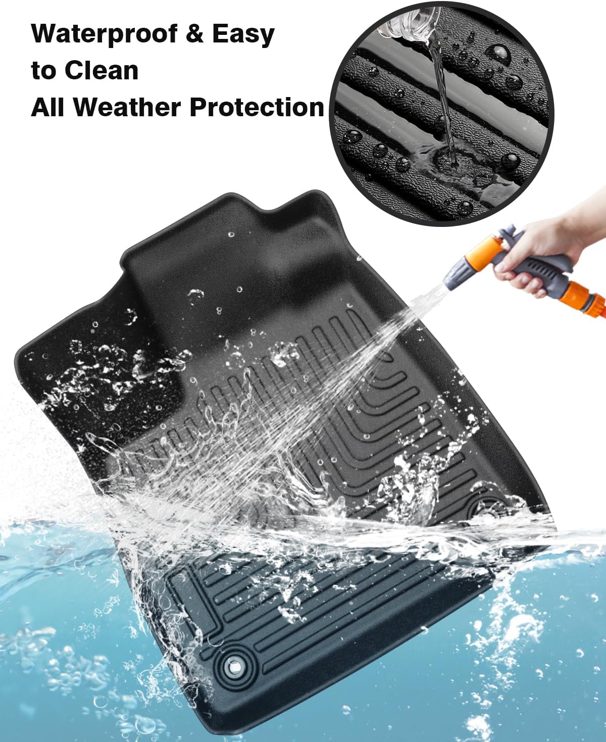 Powerty Floor Mats for 2023 2024 2025 Honda Pilot Accessories All Weather Floor Liner 3D TPE 3 Row Floor Mat Heavy-Duty Floor Liners