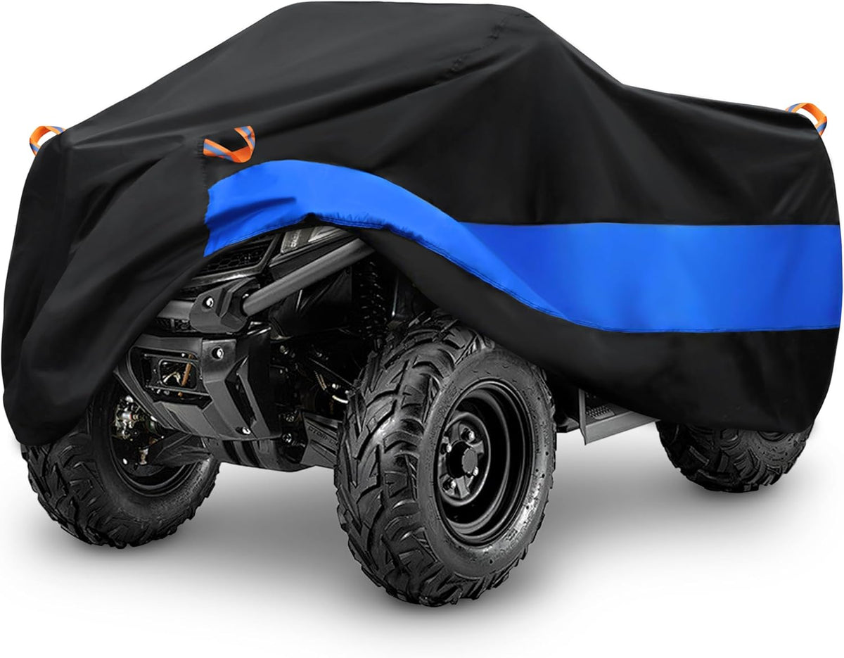 MORNYRAY ATV Cover Waterproof Heavy Duty Universal Quad Cover Outdoor Storage Cover 4 Wheeler UV Protection for Polaris Yamaha Honda Suzuki Kawasaki (Black, A2-82.7''L x 47.2''W x 45.2''H)