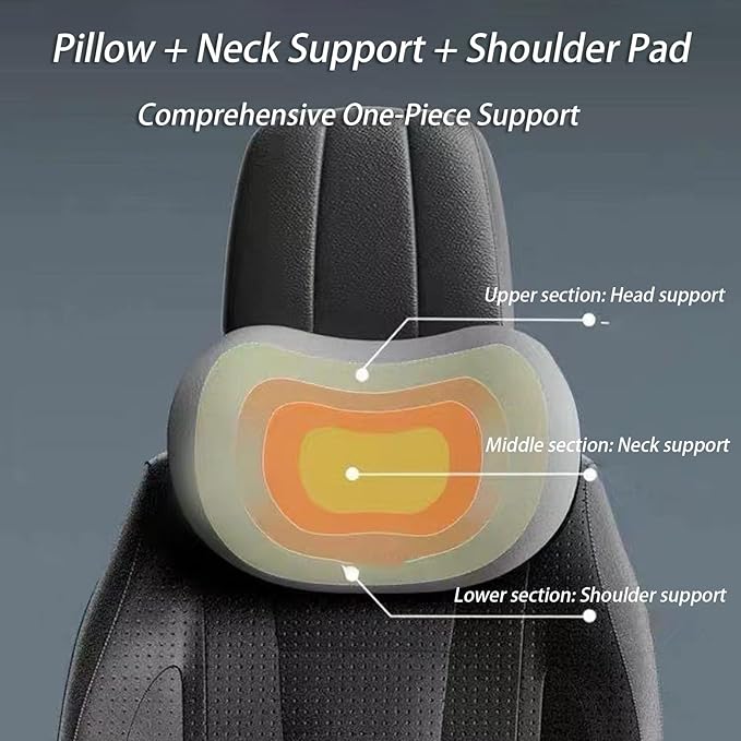 Car Lumbar Support Pillow and Car Neck Pillow Kit for Chrysler 300M 1999 2000 2001 2002 2003 2004, Car Seat Neck Back Rest Pillows, Ergonomic Car Seat Headrest & Lumbar Cushion,A Black