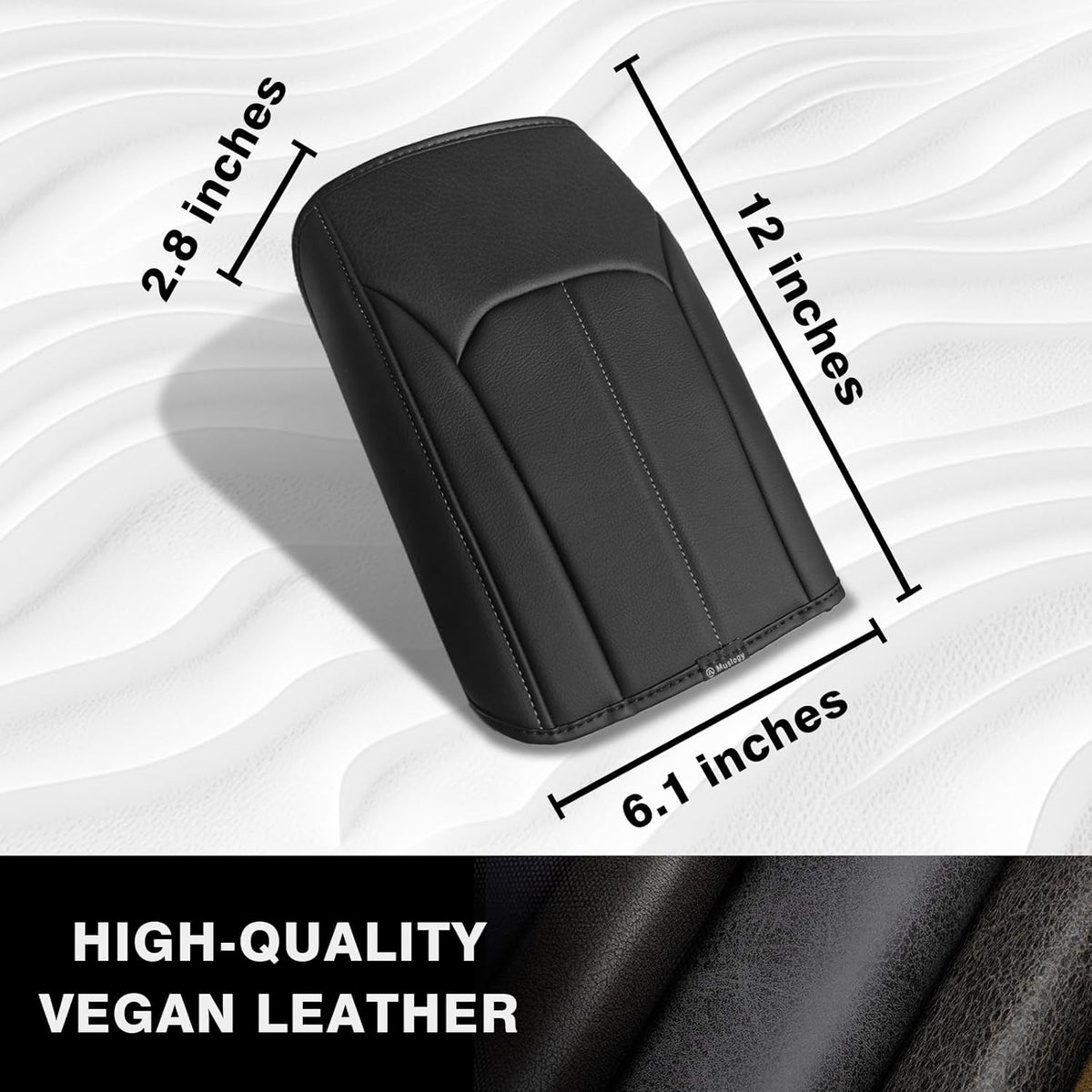 Muslogy Center Console Cover Compatible with Subaru Forester 2025 Accessories Armrest Cover Lid Cushion Protector Anti-Scratch Vegan Leather Extra Soft (Black/Gray Stitching)