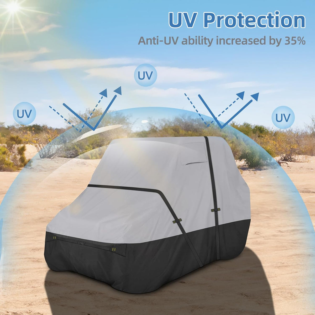 UTV Cover, Waterproof Side by Side Cover,2-3 Seaters Outdoor Storage Cover with Windproof Straps Compatible with Polaris, RZR, Honda, Can-Am, Yamaha 160" x70" x 80"