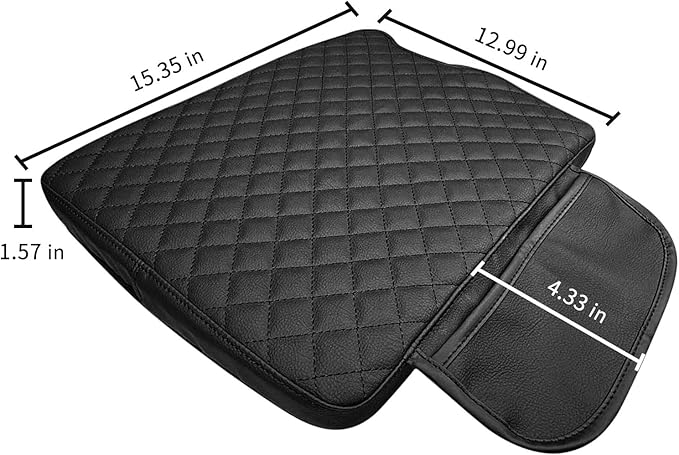 Xaido Center Console Cover Compatible with 2015-2024 2025 Ford F150 & 2017-2025 F250 F350 F450 with 40/20/40 Jump Seat, Leather Armrest Protector Pad with Side Pockets (Jump Seat Only)