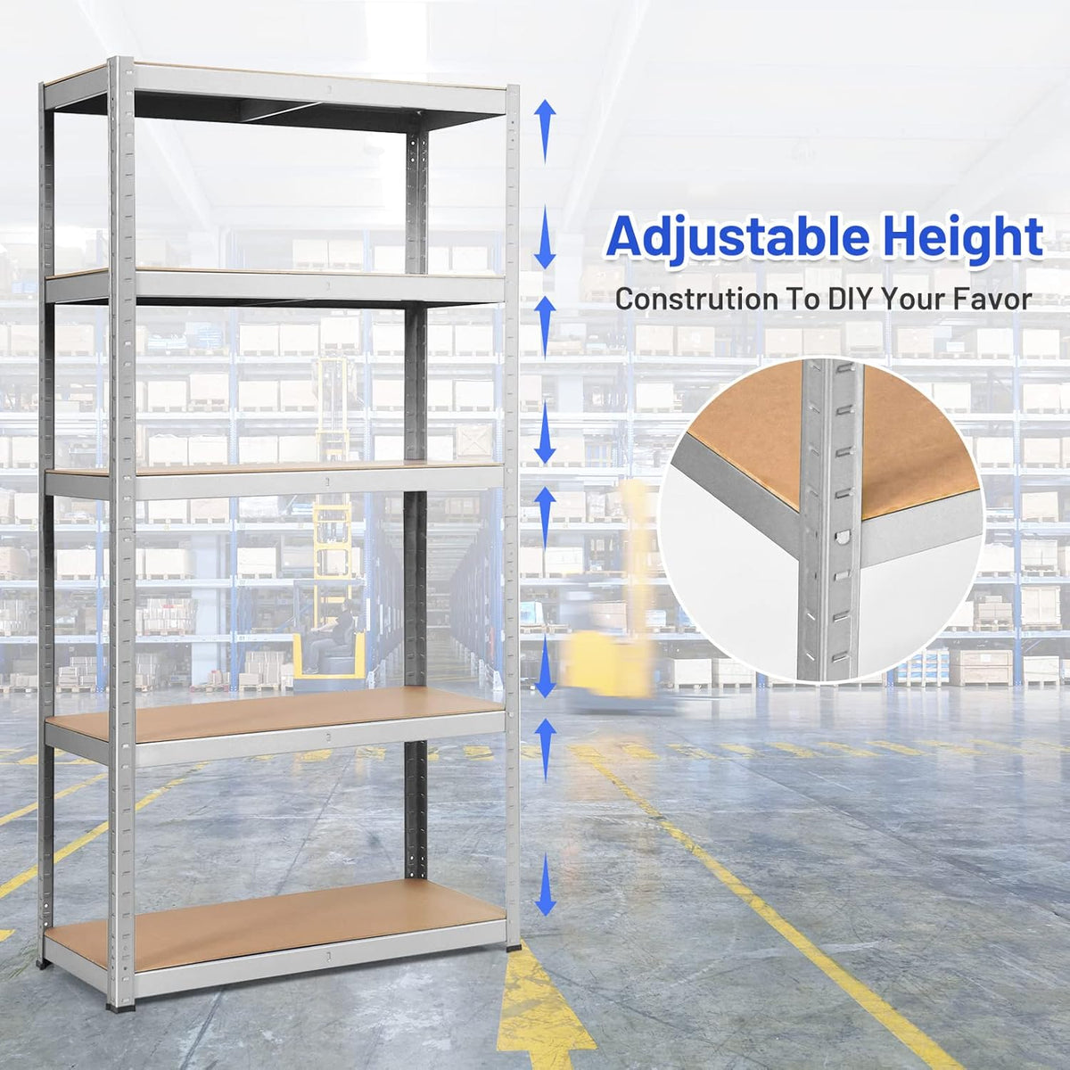 ERGOMASTER 5 Tiers Steel Shelves for Storage Heavy Duty Garage Organization Utility Shelf Rack for Books, Kitchenware and Tools Bolt-Free Assembly 72 x 16 x 72 inches (Set of 2,Silver)